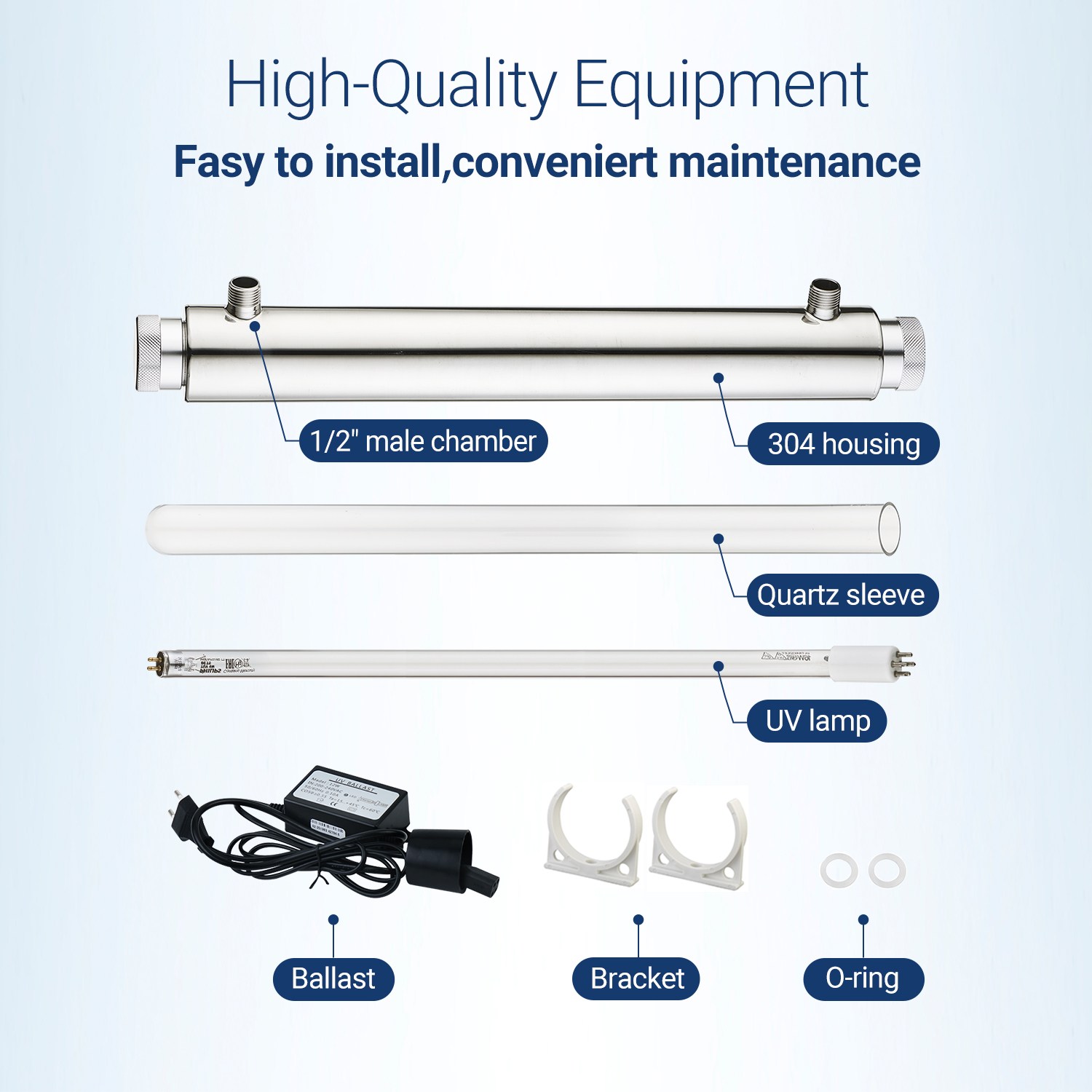 55W uv light water12gpm Aqua Ultraviolet Lamps Water Treatment Machinery for Reverse Osmosis Water Filter System